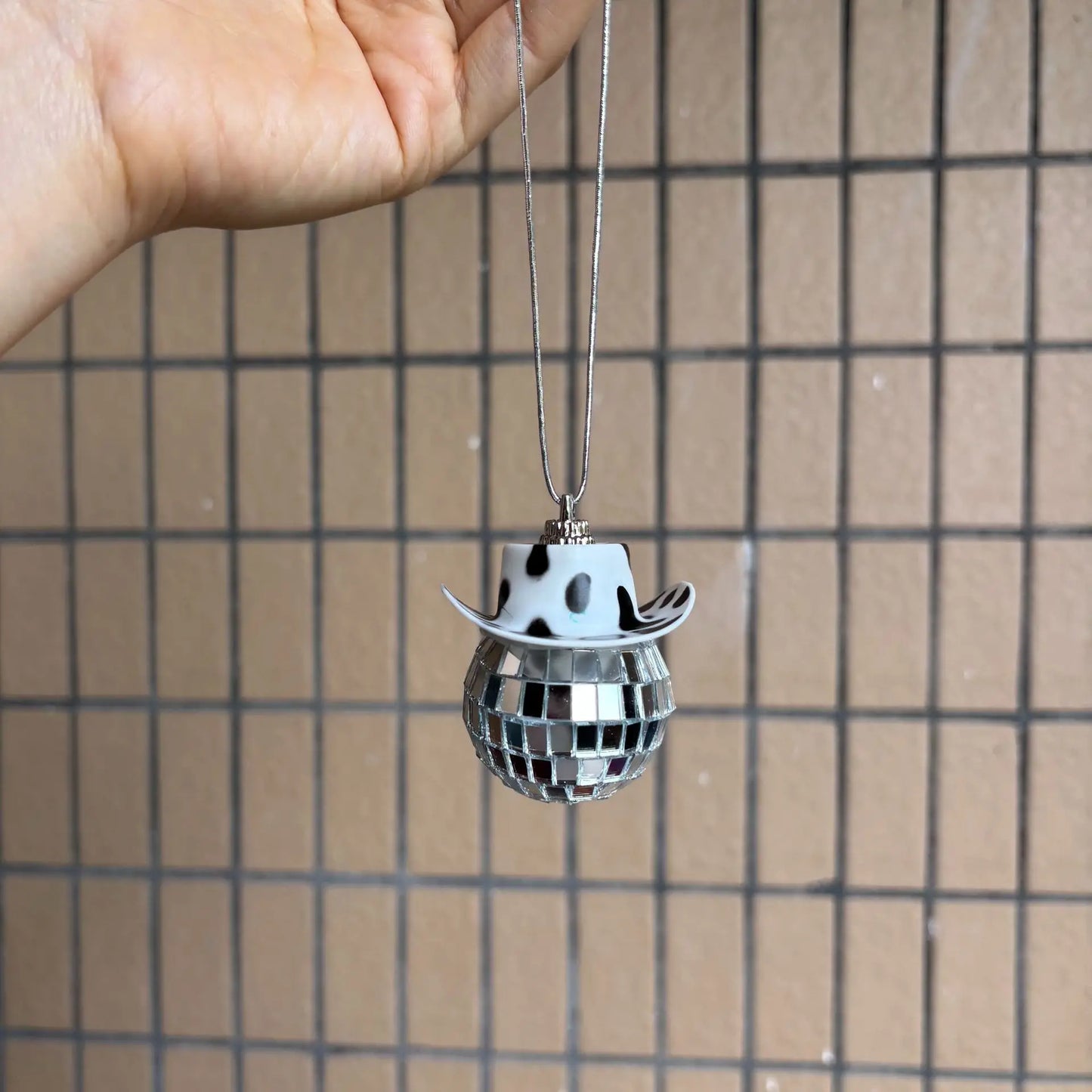 Pink Cowgirl CowBoy Hat Car Charm Rear View Mirror Hanging Disco Ball Bling Keychain Western Accessories Bag Decor Car Makeover