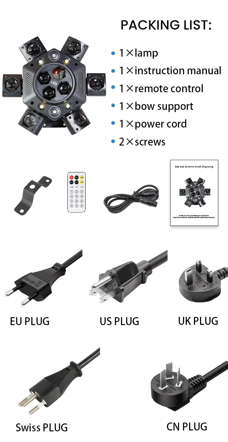 6 Arm LED Moving Head Lights RGBW 150W Lyre Beam Party Lights With Remote Sound DMX Disco DJ Stage Light for Karaoke Nightclub