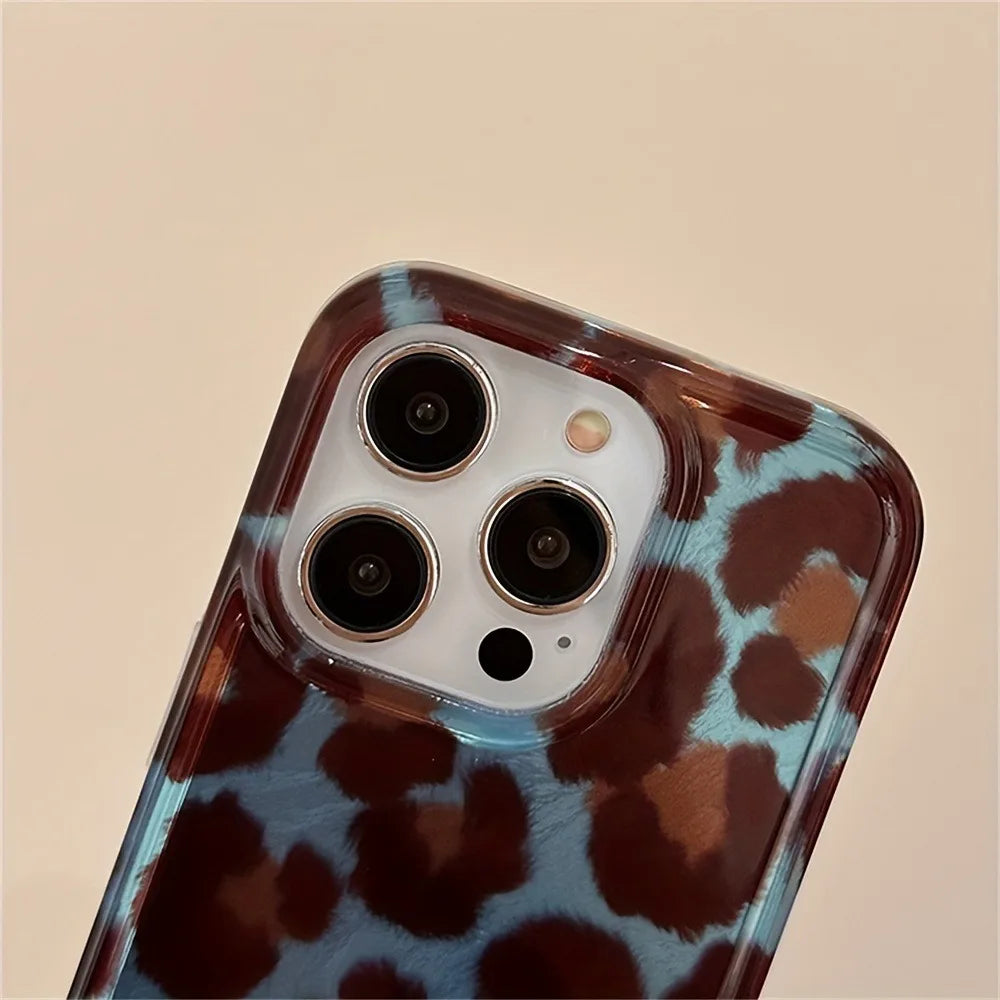 Coque souple à imprimé léopard pour iPhone 17, 15, 14, 13, 12, 11, XS, X, XR, 7, 8 Plus