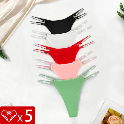 Dazzle Strap G-String Set – 5pcs Sexy Low Waist Thongs