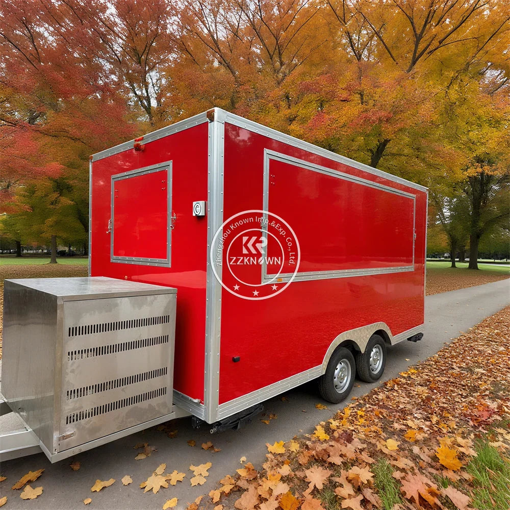Outdoor Mobile Catering Trailer Fully Equipped Taco Pizza Ice Cream Cart Fast Food Truck Trailer With Full Kitchen