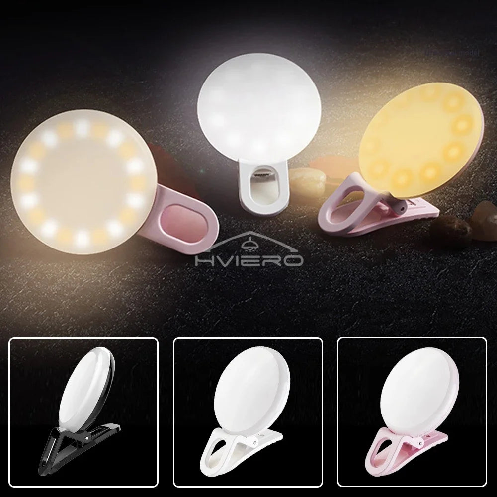 Anneau lumineux Led pour Selfie, Rechargeable par USB, lumières de remplissage, luminosité chaude et froide réglable, pour appareil Photo, vidéo, accessoires de Streaming en direct
