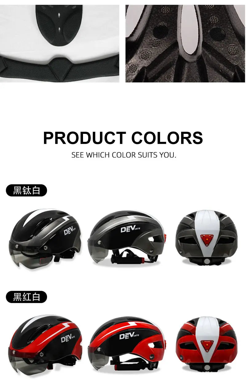 Casque de vélo avec lumière LED pour hommes et femmes, casque de vélo à lentille magnétique, route, montagne, équitation, sports de vélo, planche à roulettes, scooter
