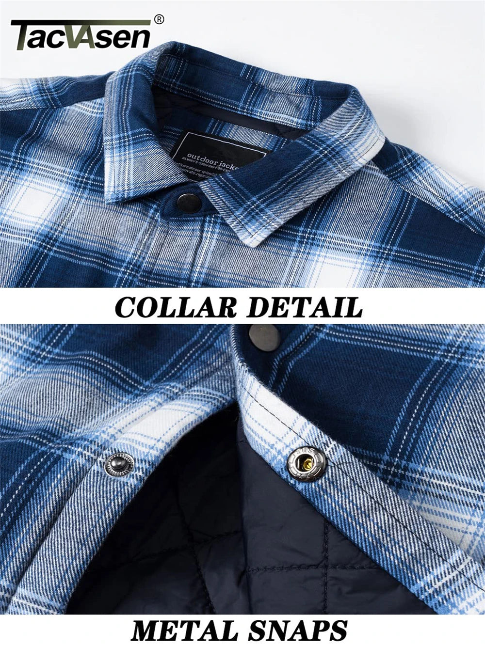 TACVASEN Veste d'hiver en coton à carreaux pour homme, manches longues, matelassée, doublée, en flanelle, multi-poches, vêtements d'extérieur, manteaux de randonnée