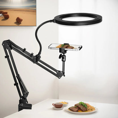 LED Phone live streaming Fill Light with Flexible Robotic Arm Phone Holder Fixed Shooting Recording Live Streaming Selfie Stick