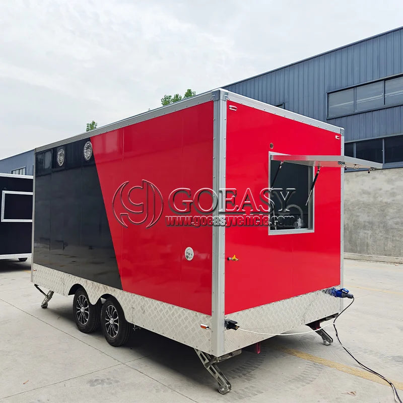 Modern Mobile Food Truck Pink Concession Trailer Ice Cream Cart Stainless Kitchen Hot Dog Pizza Van Juice Snack Bar