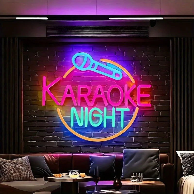 Karaoke Night Neon Sign Lighted Wall Decoration USB Powered Suitable for Game Room Party Birthday Gift Bar KTV Decoration