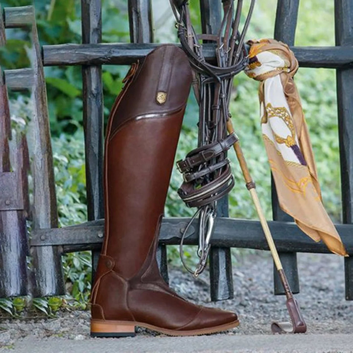 Equestrian Boots Genuine Leather Professional Horse Riding Sports Training High Top Knight Boots Wear-Resistant Competition