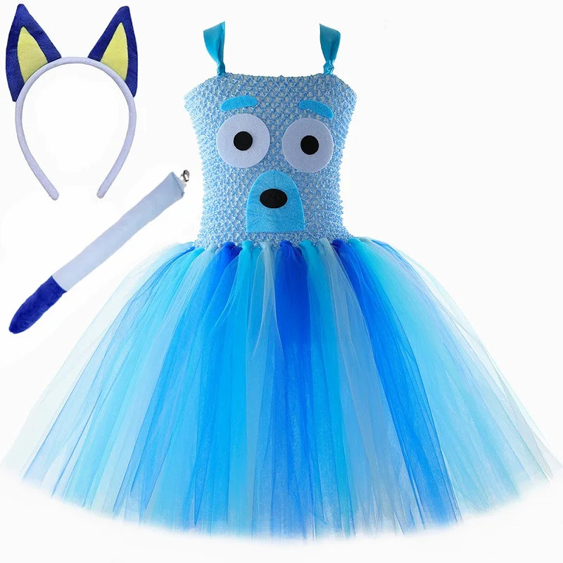 Costume pour filles, robe tutu de chien de berger de dessin animé,  costumes de chiot de chien d'animal pour enfants, déguisement de fête d'Halloween pour tout-petits
