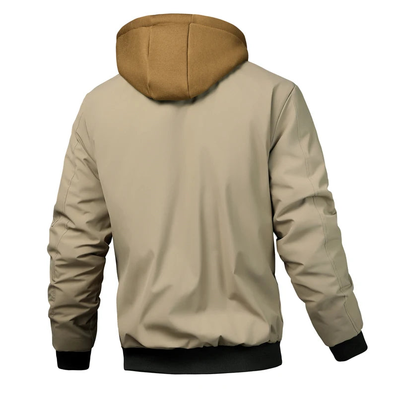 Veste bomber chaude pour homme, coupe-vent épais, à capuche, pour l'extérieur, la randonnée, le sport, thermique, fermeture éclair, collection automne-hiver