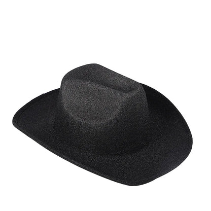 Chapeau de cowboy composite EVA rose en denim doré pour fête d'Halloween Chapeau de cowboy à paillettes d'Halloween