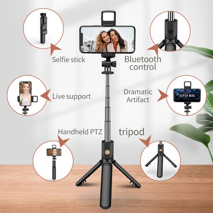 Trépied sans fil pour perche à Selfie, avec télécommande Bluetooth légère, extensible, pour iPhone, téléphone portable, Tiktok, Streaming en direct