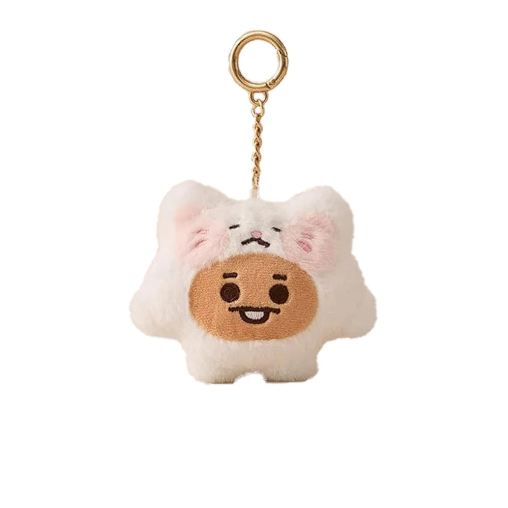 Baby Animal Series Bt21 Cooky Shooky Plush Doll Keychain Pendant Cute Koya Toy Girls Bag Packaging Decoration Collection Gift