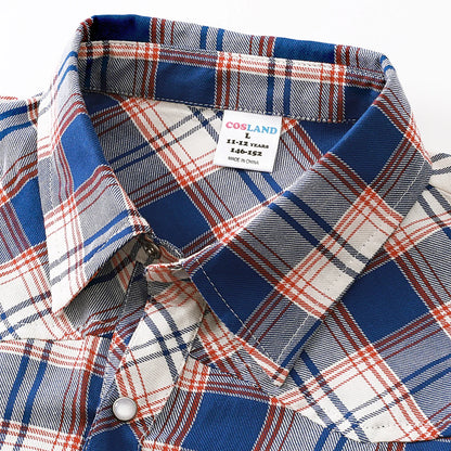 Costume de cowboy pour garçon, chemise western, pour enfants, adolescents, Halloween, Noël, rouge, à carreaux, classique, pour fête d'anniversaire, cadeau