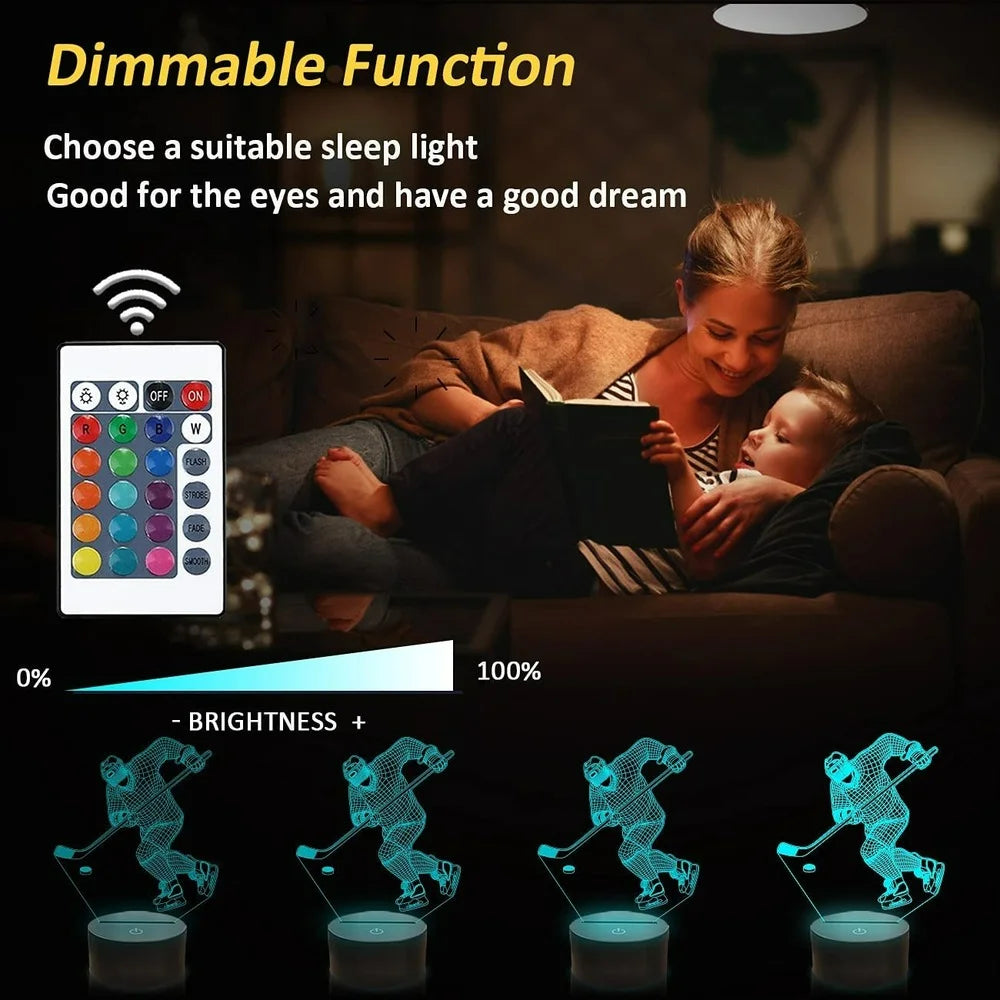 Nighdn Hockey Night Light 3D Illusion Lamp for Boys Room Decor Bedside Table Lamps for Kids Sport Fans Birthday Christmas Gifts