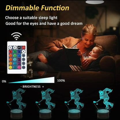 Nighdn Hockey Night Light 3D Illusion Lamp for Boys Room Decor Bedside Table Lamps for Kids Sport Fans Birthday Christmas Gifts