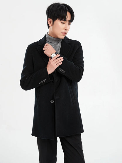 Autumn and Winter Mid-Length Western-Style Business Reversible Woolen Coat Men's 100% Wool Handmade Coat Cashmere Overcoat Coat