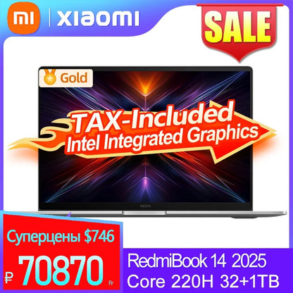 【World Premiere】Xiaomi REDMI Book 14 2025 NEW Intel Core 5 220H 32G+1TB 2.8K 120Hz Screen
