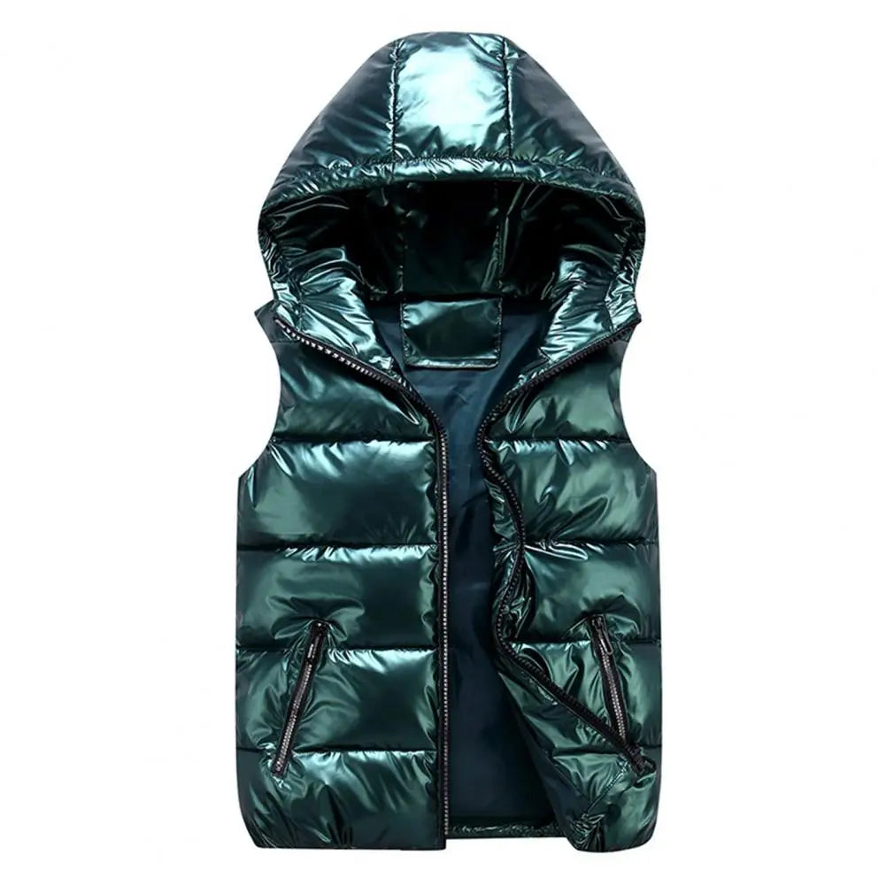 Gilet d'hiver chaud pour femme, poches de couleur vive, gilet rembourré en coton, couche intérieure matelassée, gilet de couleur vive pour femme, streetwear