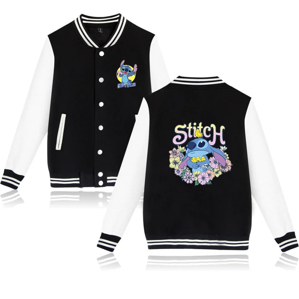 Veste de baseball Lilo Stitchou pour hommes et femmes, style hip-hop, Harajuku, streetwear, pour enfants, garçons et filles, manteaux amples pour l'université