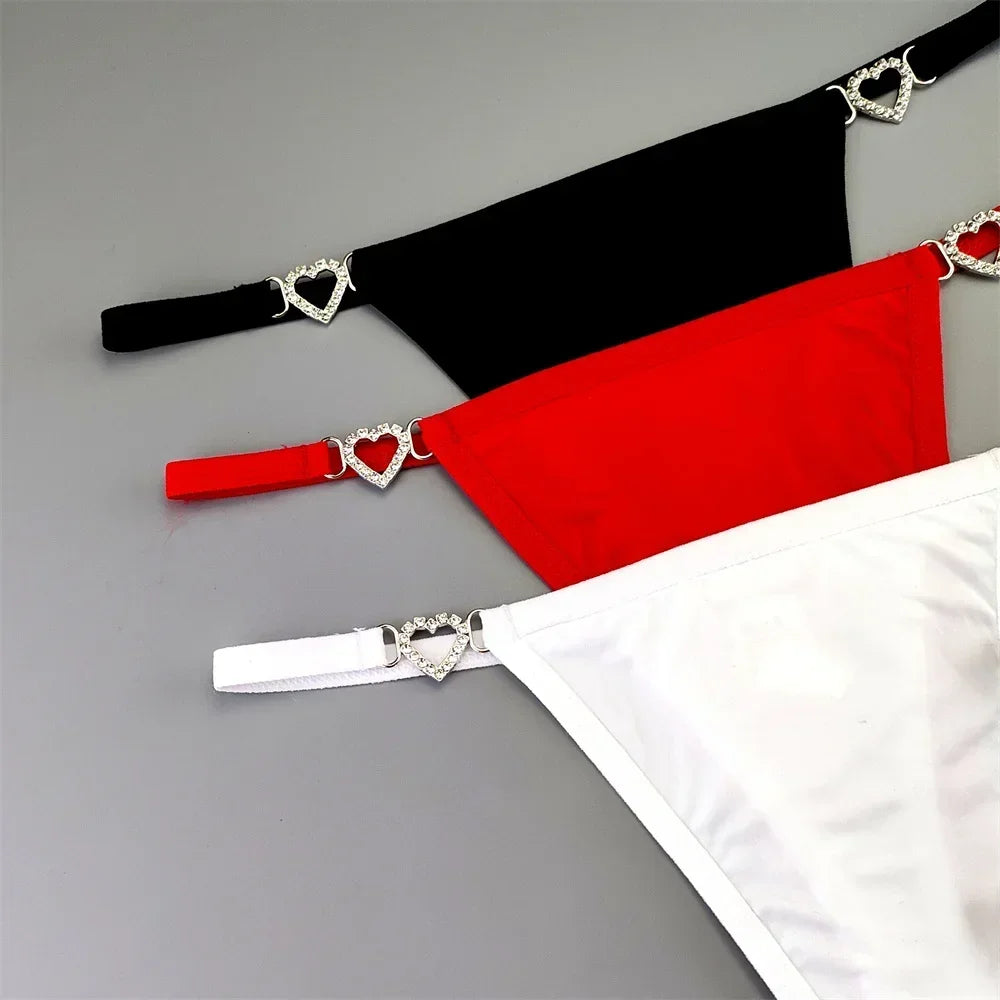3PCS Rhinestone Strap G-String