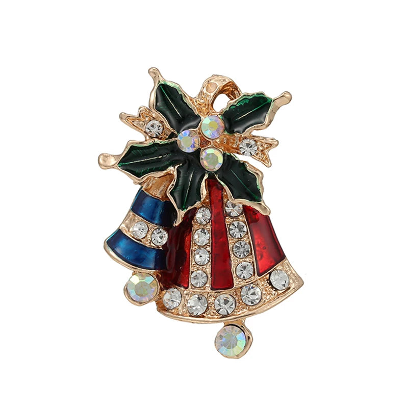 Broches de noël pour hommes et femmes, chapeau de père noël, gants, cloches, chaussettes, costume en strass, broches métalliques, Badges, cadeau du nouvel an, 2022