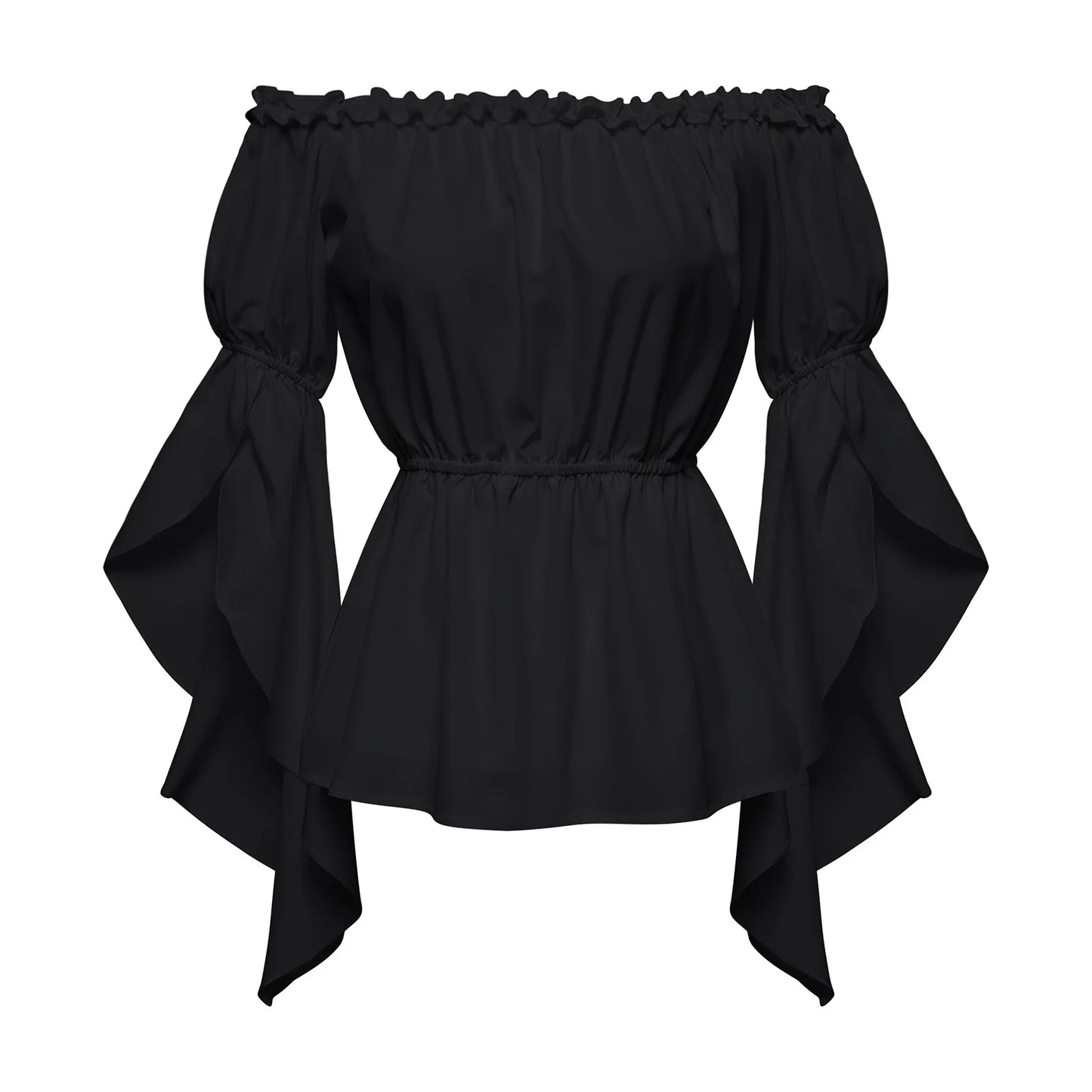 Chemises à volants Renaissance pour femmes, chemisier plissé à manches froissées, épaules dénudées, col bateau, chemise médiévale, chemise victorienne