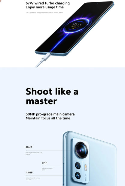 Xiaomi Mi 12x smartphone Android 5G  6.28 inch 2400x1080 Global firmware12GB RAM 256GB ROM  Original used phone