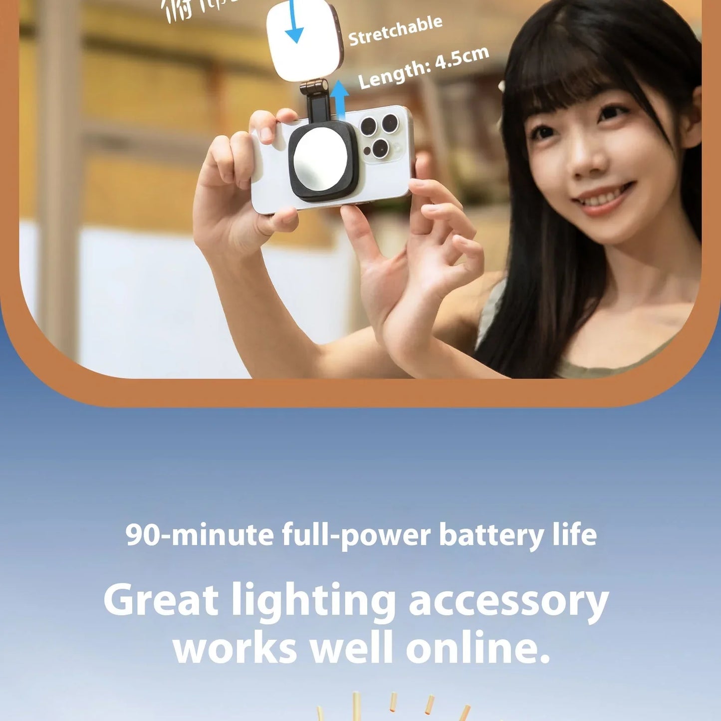 SmallRig Magnetic Phone Light,P48 Bi-Color Dimmable LED Fill-Light Foldable MagSafe Beauty Lamp Soft Panel,for IPhone16/Android