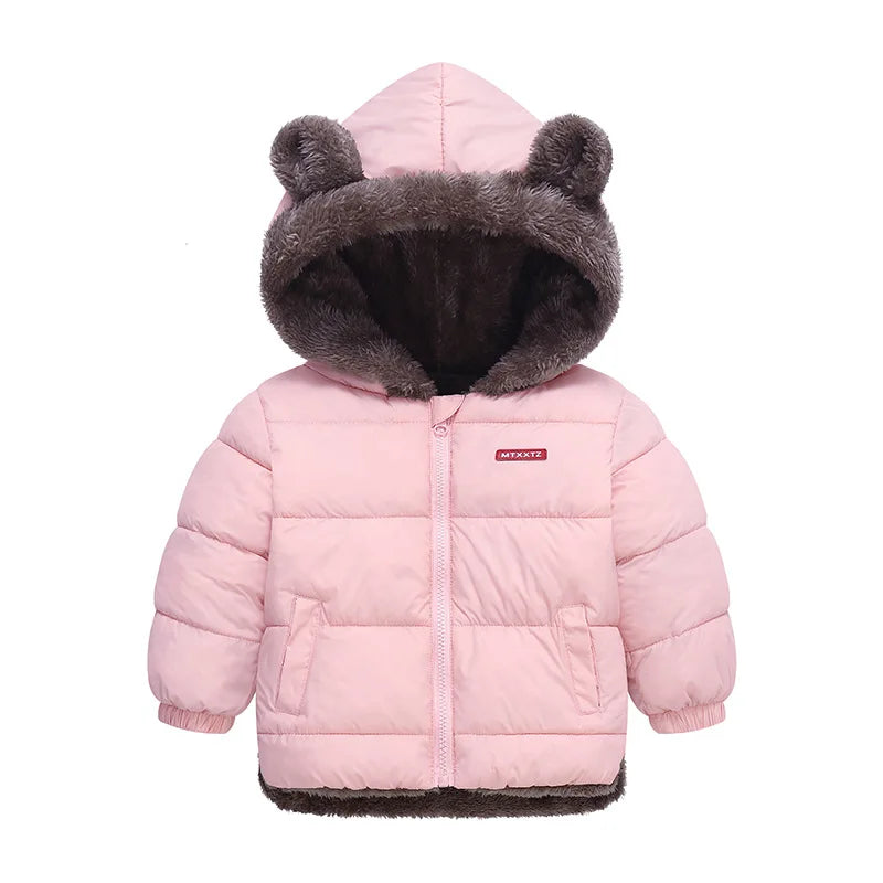 -30℃ Winter Lamb Wool Jackets Baby Girls Plus Velvet Thick Coats Children Hooded Cold Weather Outwear Boys Cotton Clothes 1-6Y