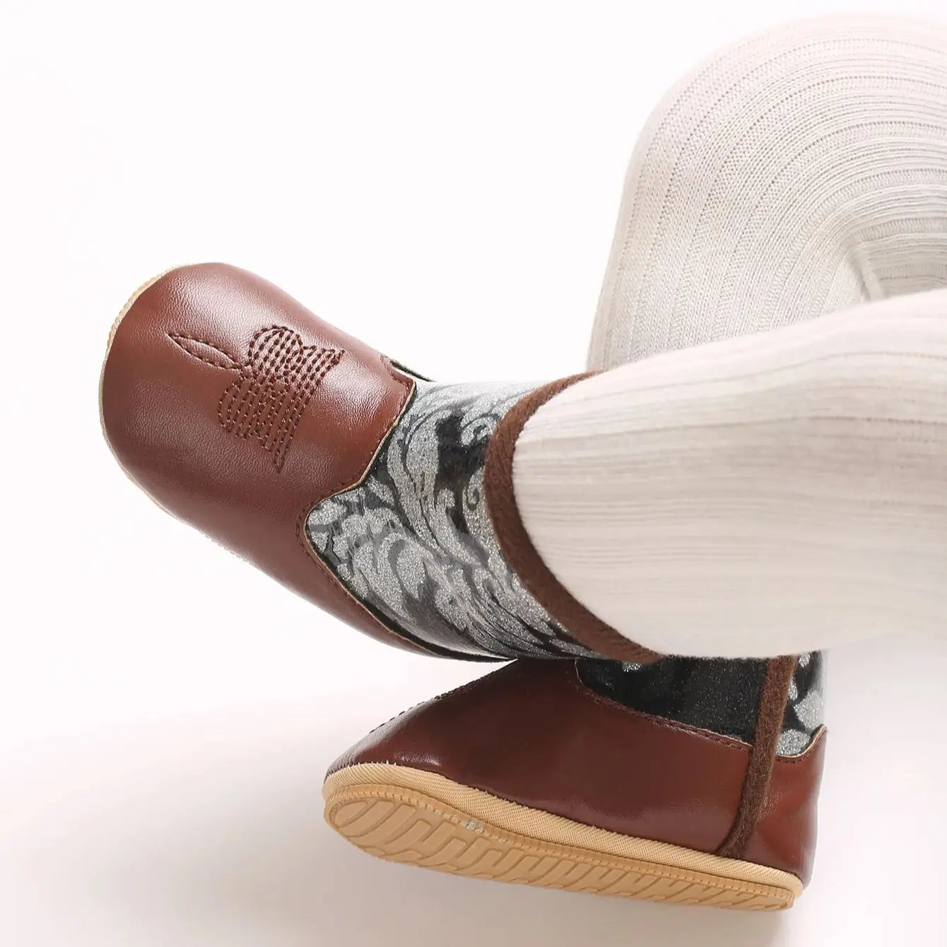 "Baby Cowboy Boots 0-18M - Autumn Western Style | Embroidered Mid-Calf Design | Fashion First Walkers"