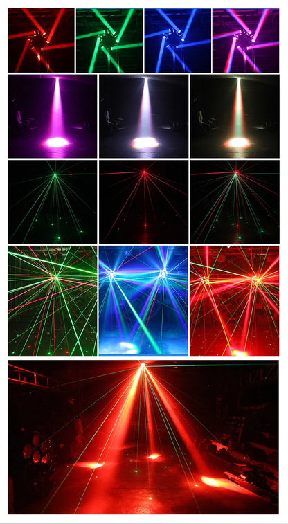 6 Arm LED Moving Head Lights RGBW 150W Lyre Beam Party Lights With Remote Sound DMX Disco DJ Stage Light for Karaoke Nightclub