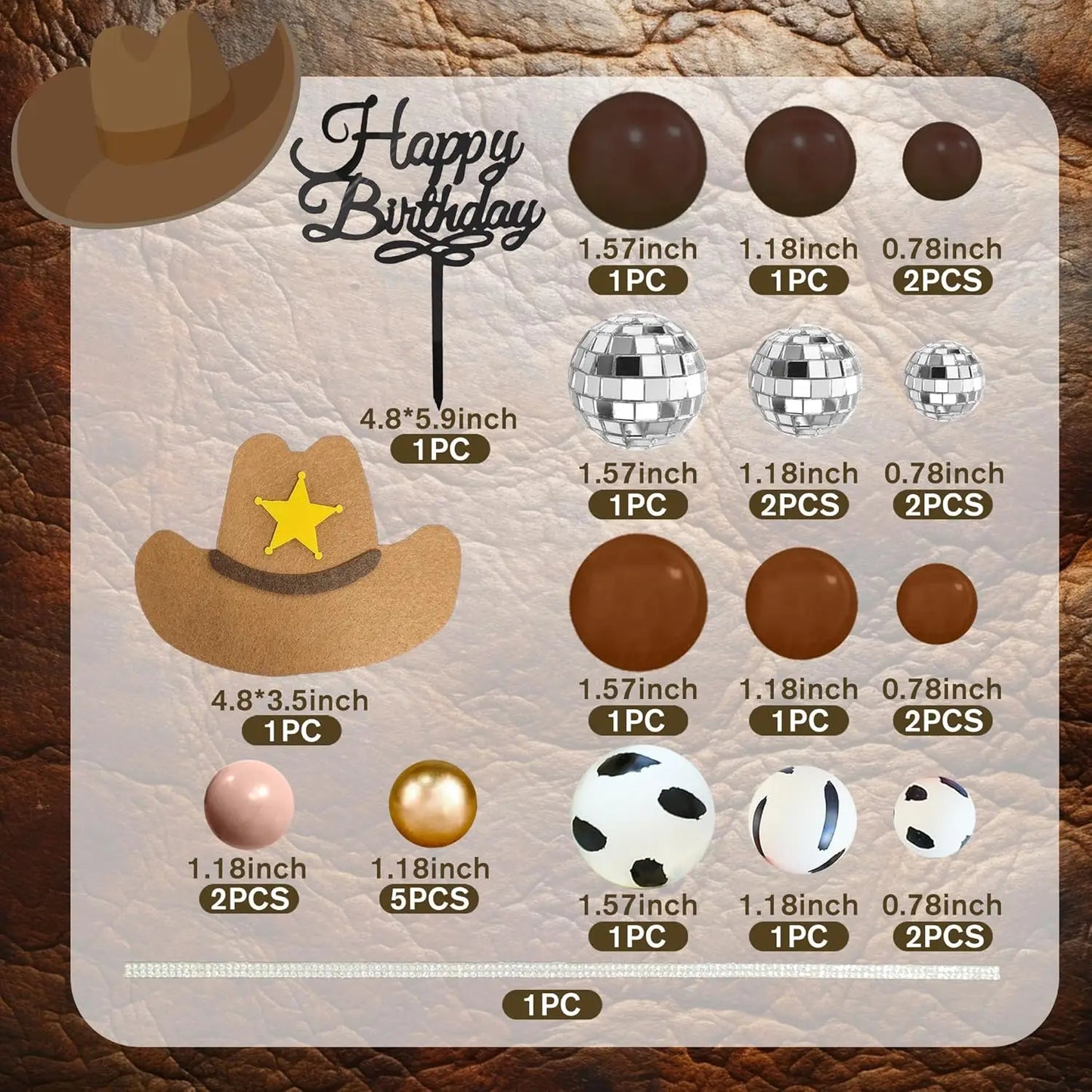 Décoration de gâteau de Cowgirl rose vif, chapeau de Cowgirl brillant, boules Disco pour fête à thème occidental, fournitures de fête d'anniversaire