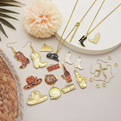 Pendentif Cowboy Western DIY Fabrication artisanale de bijoux pour boucles d'oreilles Bracelet Collier Émail Chapeau Cowgirl Bottes Breloques Accessoires