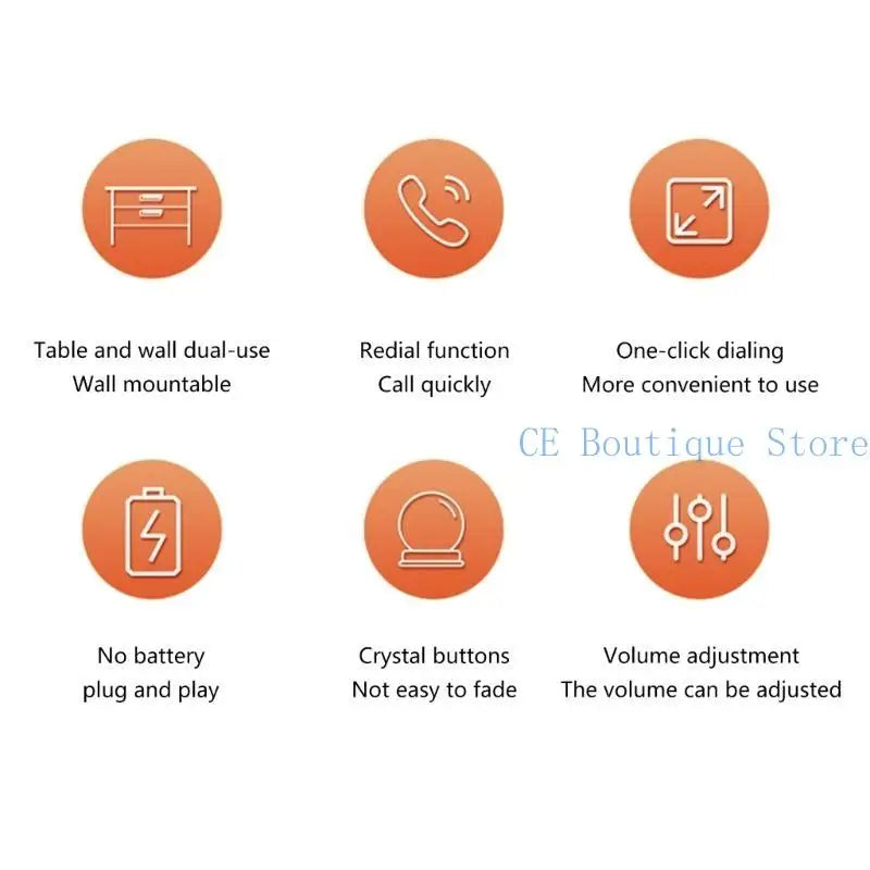 Téléphones fixes 652F Téléphone fixe pour bureau, maison, salle de bain, téléphone d'urgence