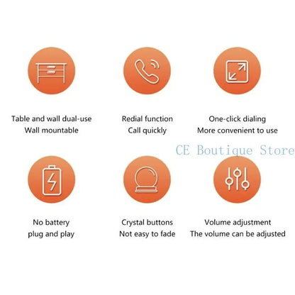 Téléphones fixes 652F Téléphone fixe pour bureau, maison, salle de bain, téléphone d'urgence