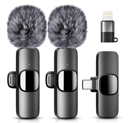 Wireless Lapel Microphone Suitable for Android and Iphone, Lapel Microphone Plug-And-Play Wireless Microphone with Noise Reduction, Mini Microphone for Video Recording, Interviews, Podcasts, Vlog, Youtube, Tiktok