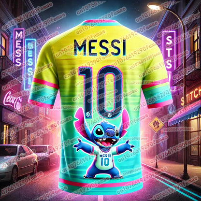 T-shirt Stitchou et Messi – Maillot d'été confortable, mignon et élégant pour enfants et adultes, garçons et filles