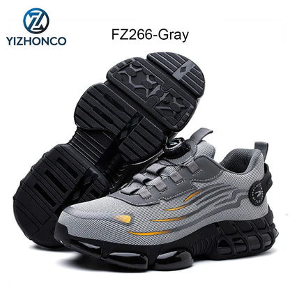 YIZHONCO Autumn Safety Shoes BOA Men Sneakers Steel Toe Cap Shoe Work Shoes Puncture-Proof Work Safety Shoes Boots