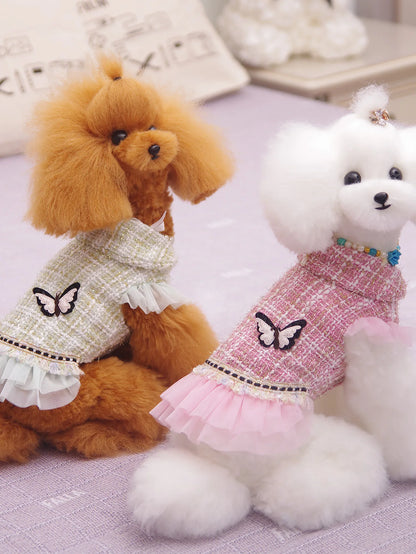 Vêtements pour chien : robe et veste de princesse, adaptés aux caniches, bichons maltais et yorkshires terriers, au printemps et en automne.