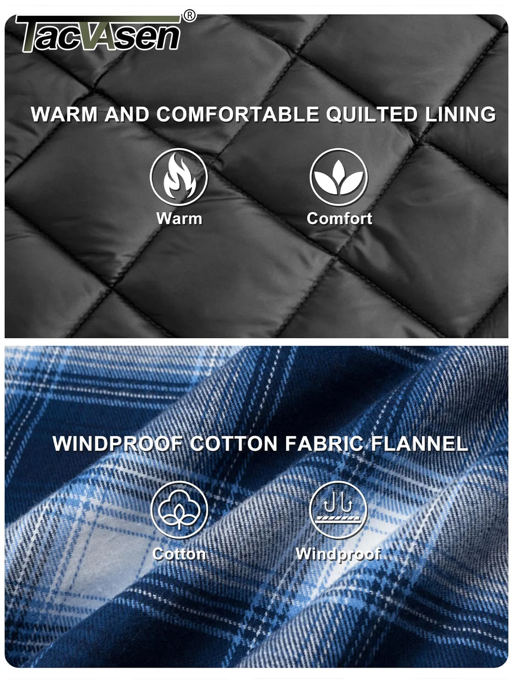 TACVASEN Veste d'hiver en coton à carreaux pour homme, manches longues, matelassée, doublée, en flanelle, multi-poches, vêtements d'extérieur, manteaux de randonnée