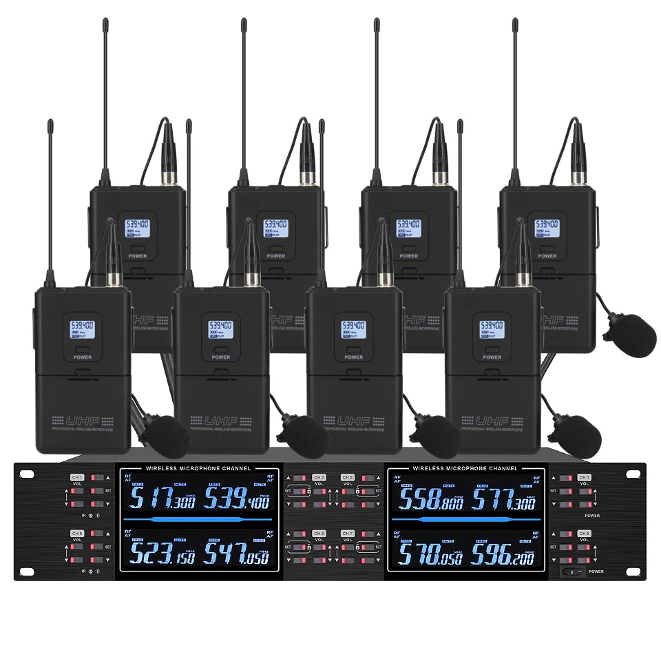 KATELEIYU UHF High end karaoke stage performance, wedding family KTV, party professional 8-channel wireless microphone system