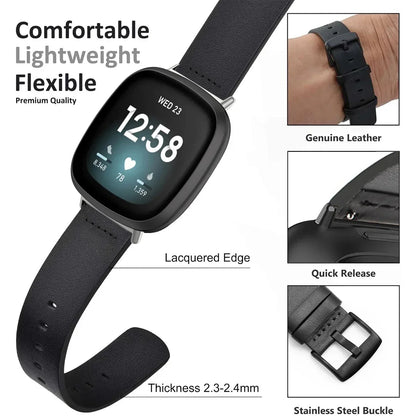 Strap For Fitbit Versa 2 Lite Leather Band SmartWatch Bracelet For Fitbit Versa3 4 Sense Correa Watchband Pin Buckle Accessories