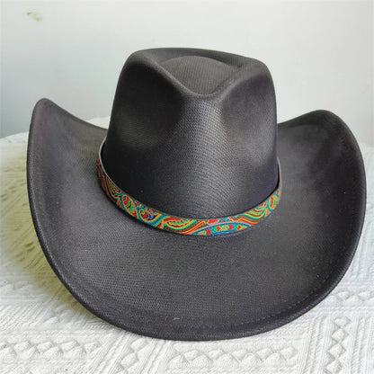 Faux Leather Western Cowboy Hats Men Women retro cowboy hats big brim cowgirl hat knight hat men chapeau ковбойская