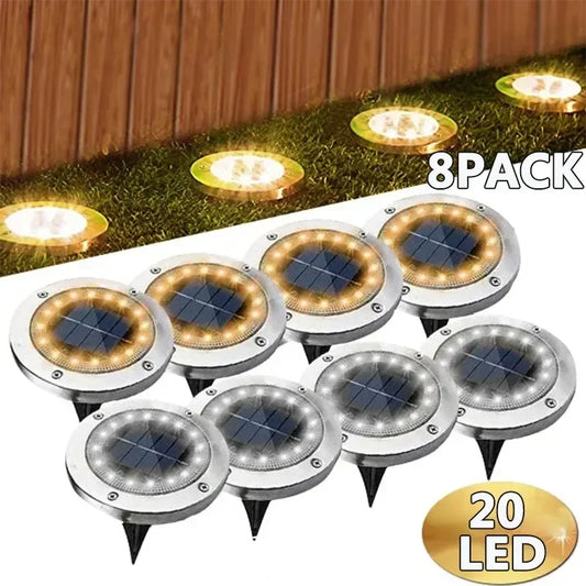 1/4/8 pièces lumières solaires extérieures 8/20LED s disque lampe souterraine projecteur enterré lumière solaire pour la maison jardin pelouse cour décoration