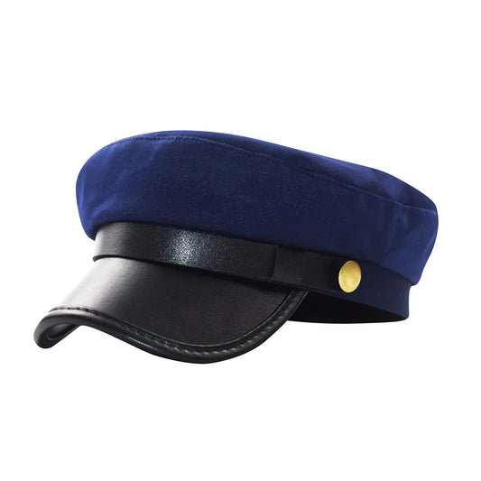 Casquettes de cyclisme unisexes en cuir PU, chapeau de marin d'automne pour femmes, hommes et femmes, noir, chapeau d'étudiant de voyage, chapeau de capitaine à dessus plat