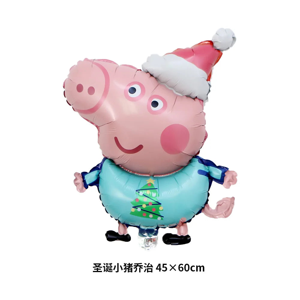 Cartoon Peppa Pig Foil Balloon Set Boating Diving Green Hat Peppa Pig Child Birthday Party Decoration Kid Toy Christmas Gift