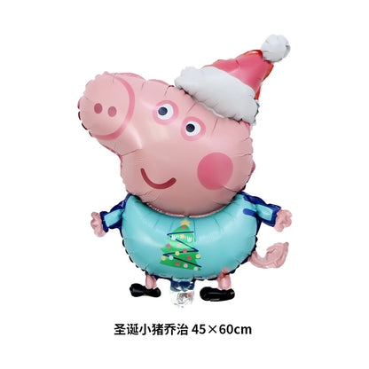 Cartoon Peppa Pig Foil Balloon Set Boating Diving Green Hat Peppa Pig Child Birthday Party Decoration Kid Toy Christmas Gift