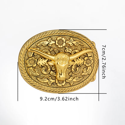 One golden oval threaded lace animal accessory clasp, a unique and versatile western men's novel belt buckle