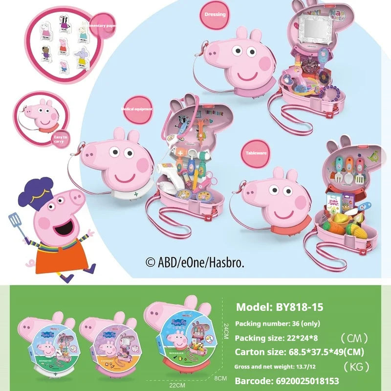 Peppa Pig Home Toys Blind Box Cartoon Baby Chechere Toy Vegetable Kitchen Shopping Series Child Set Shoulder Bag Holiday Gift